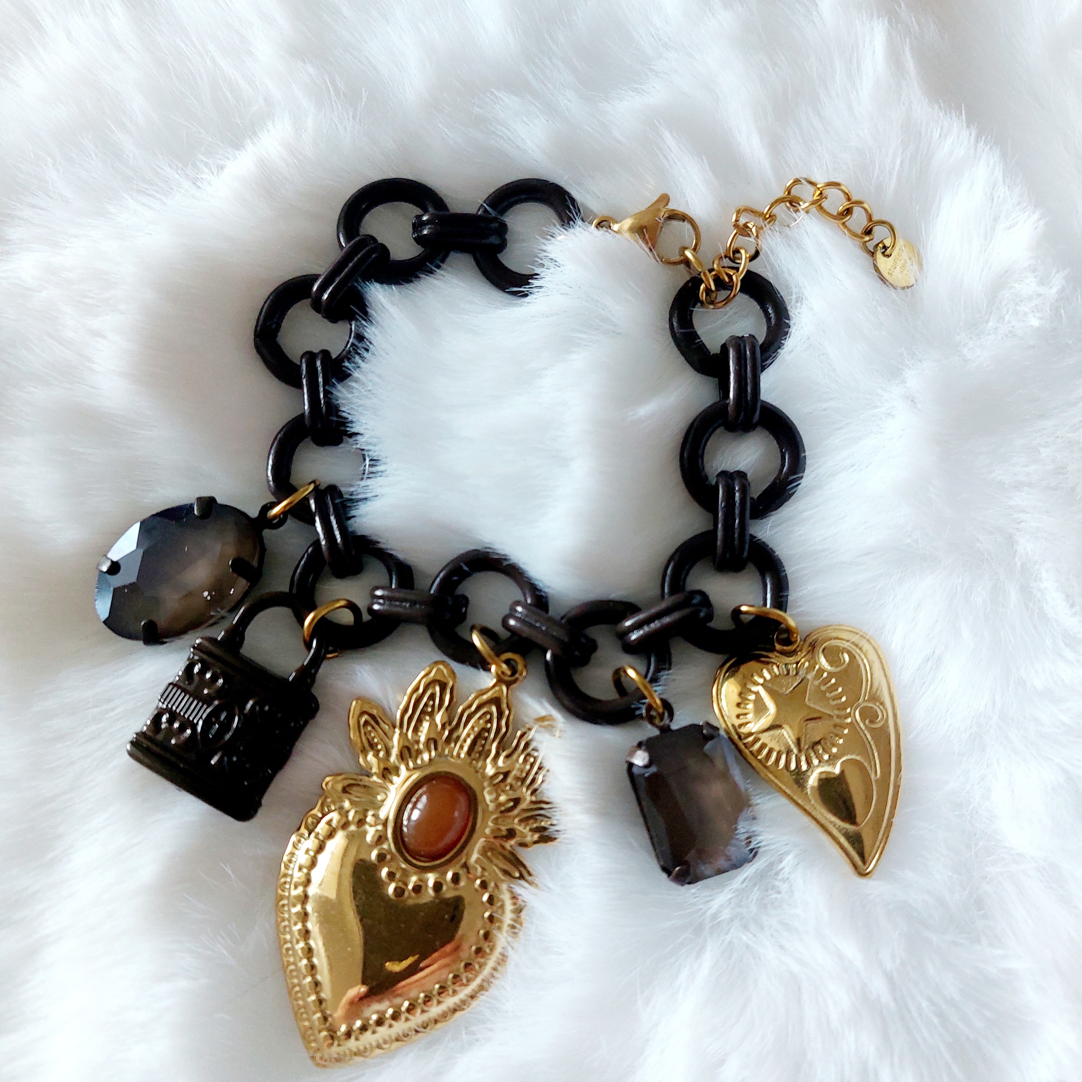Braccialetto Cuore di Autunno – Catena Marrone con Charms Gold
