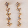 Orecchini Lunghi con Fiori in Strass – Pendenti Dorati Eleganti