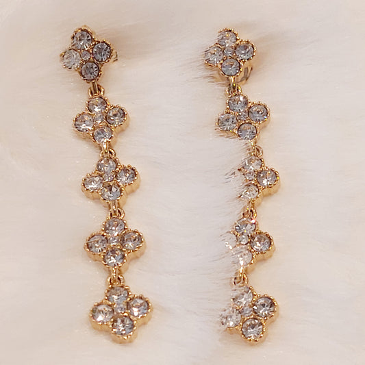 Orecchini lunghi fiore in strass