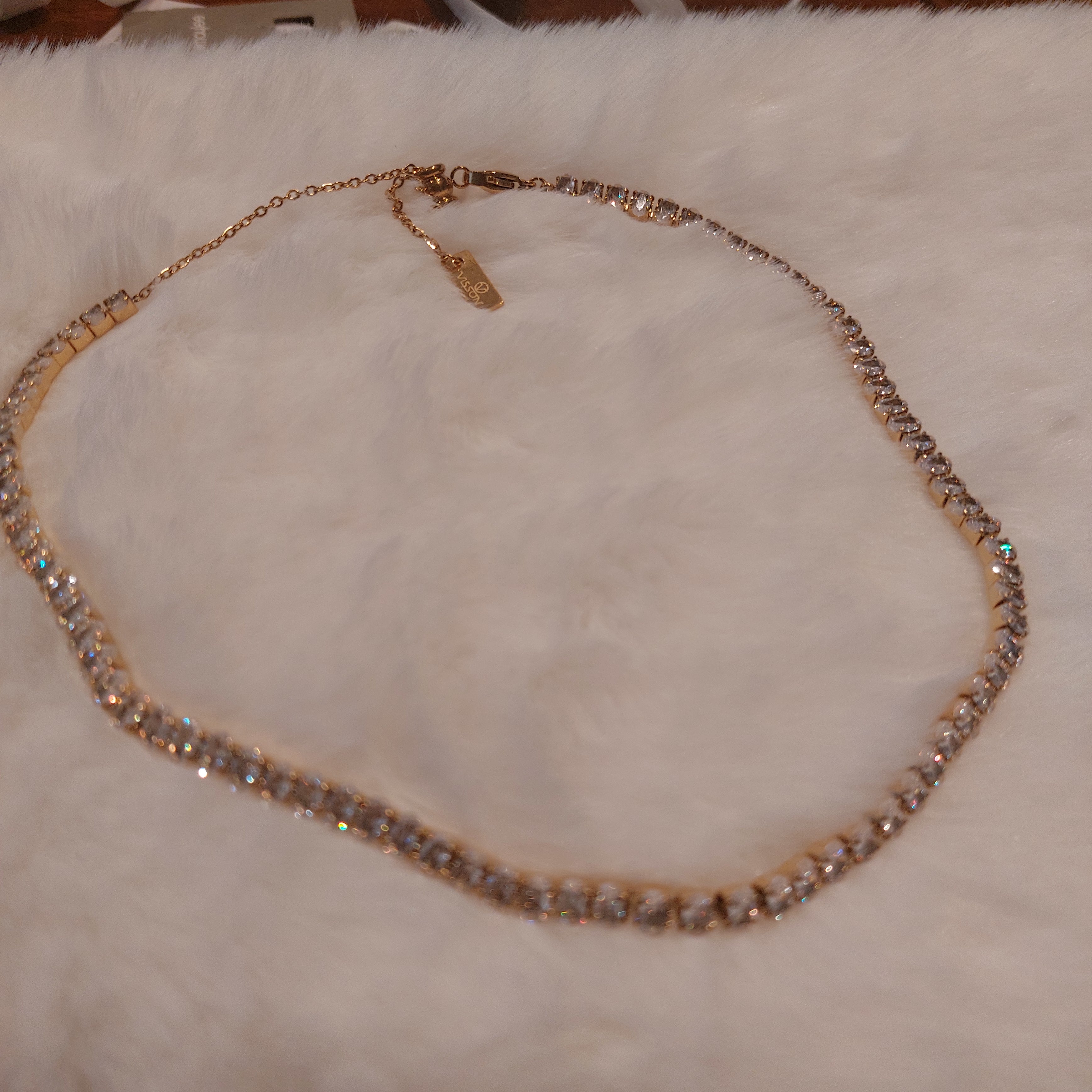 Collana Choker Minimalista con Strass – Chiusura a Cursore