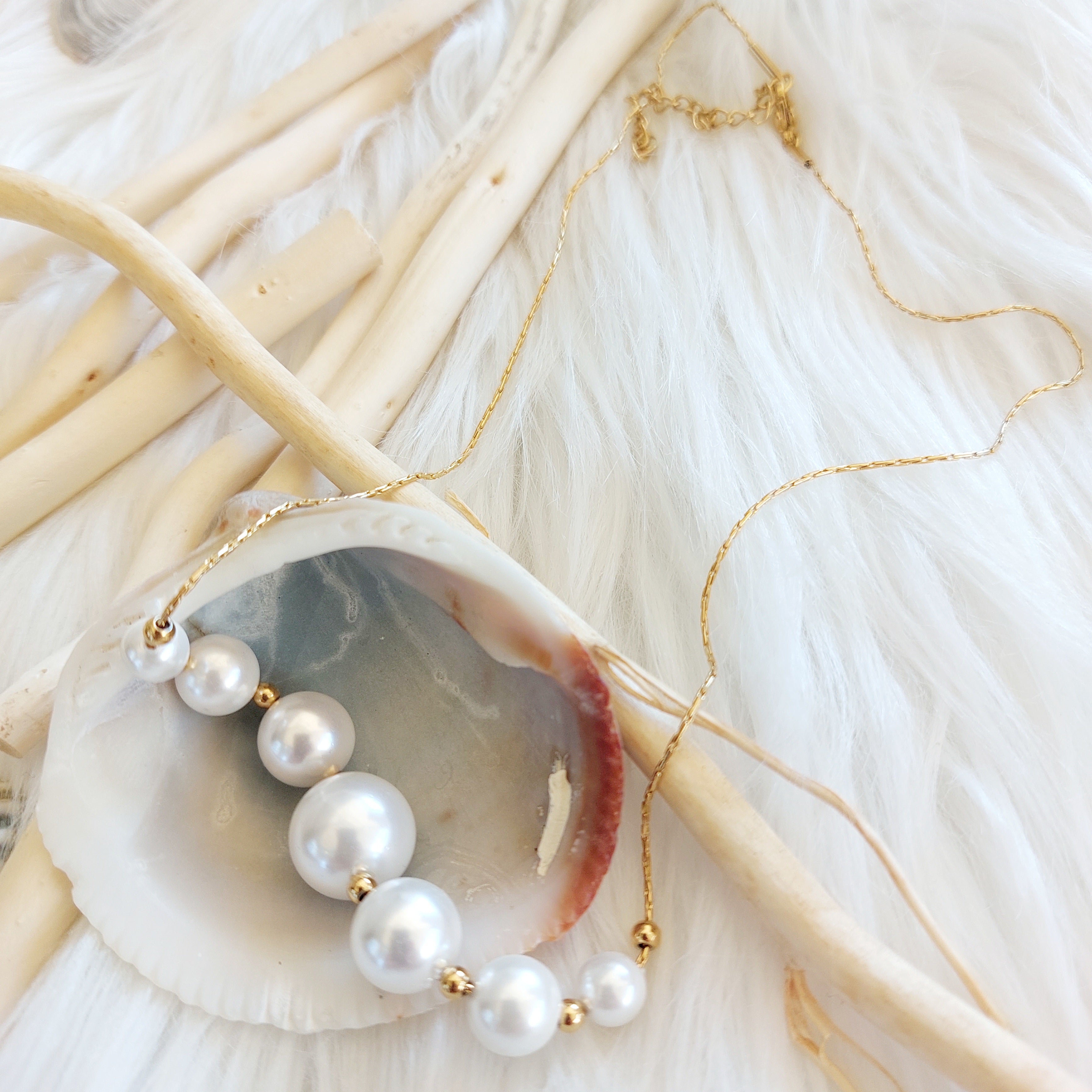 Collana Perle in Acciaio Inossidabile – Gold e Silver