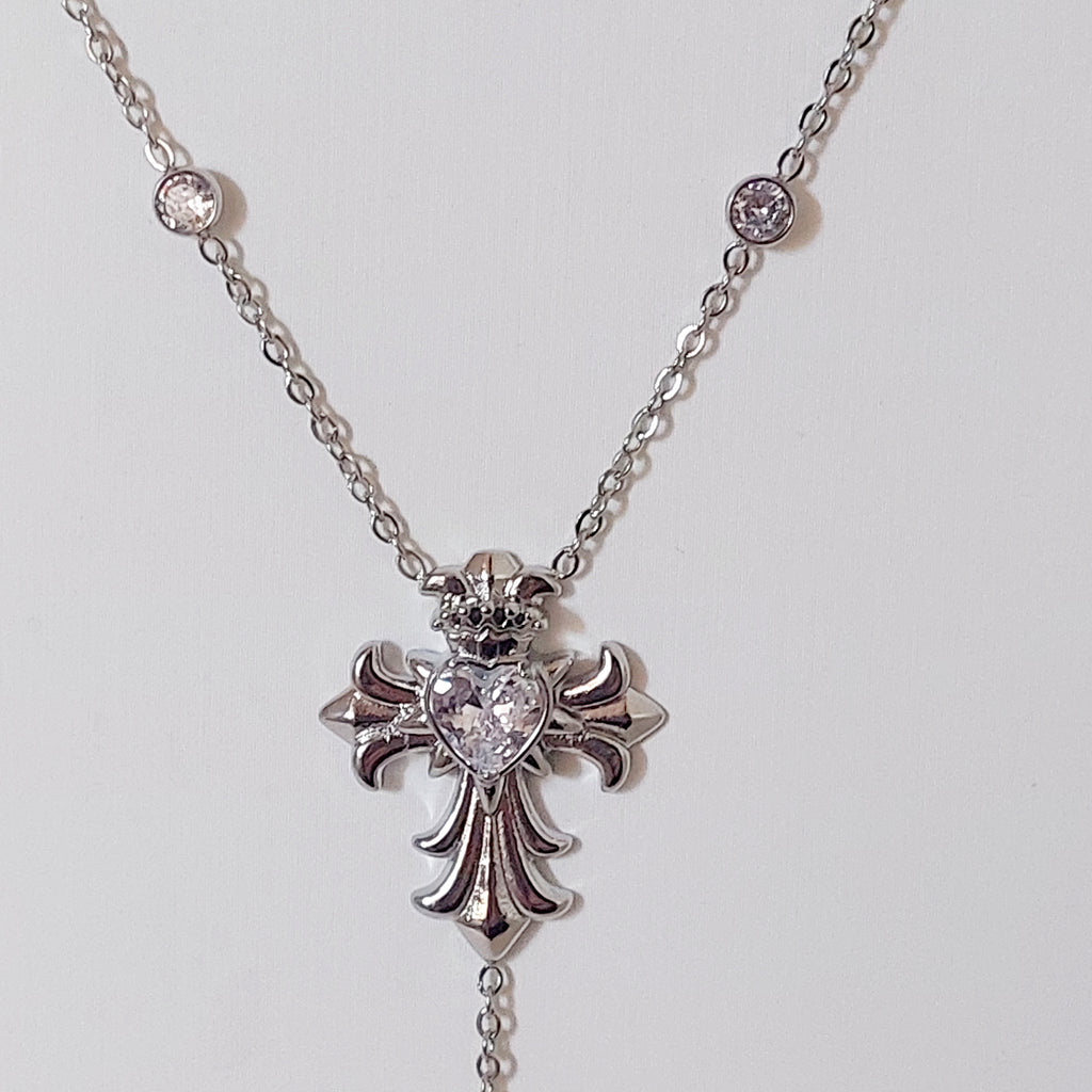 Collana Croce Gotica con Punti Luce