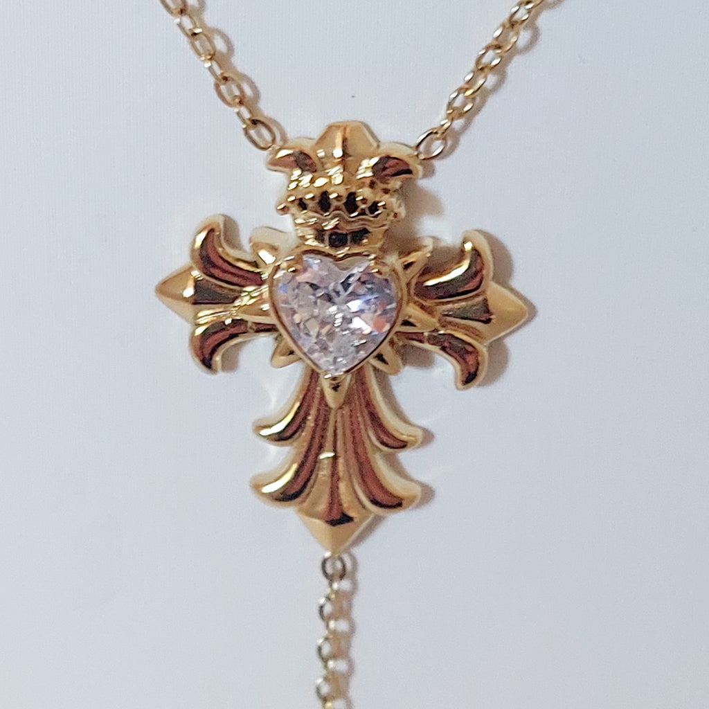 Collana Croce Gotica con Punti Luce