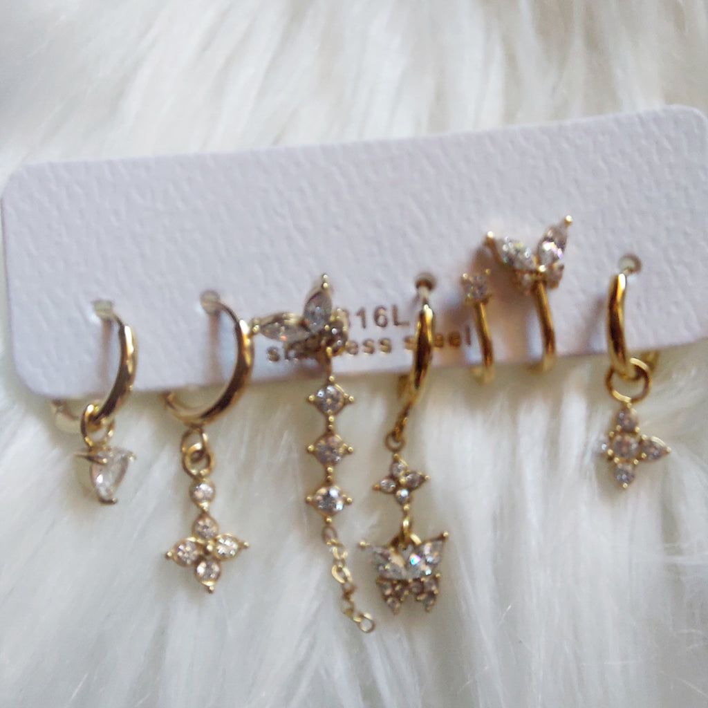 Set 6 Orecchini Hoops Gold - Acciaio Inossidabile
