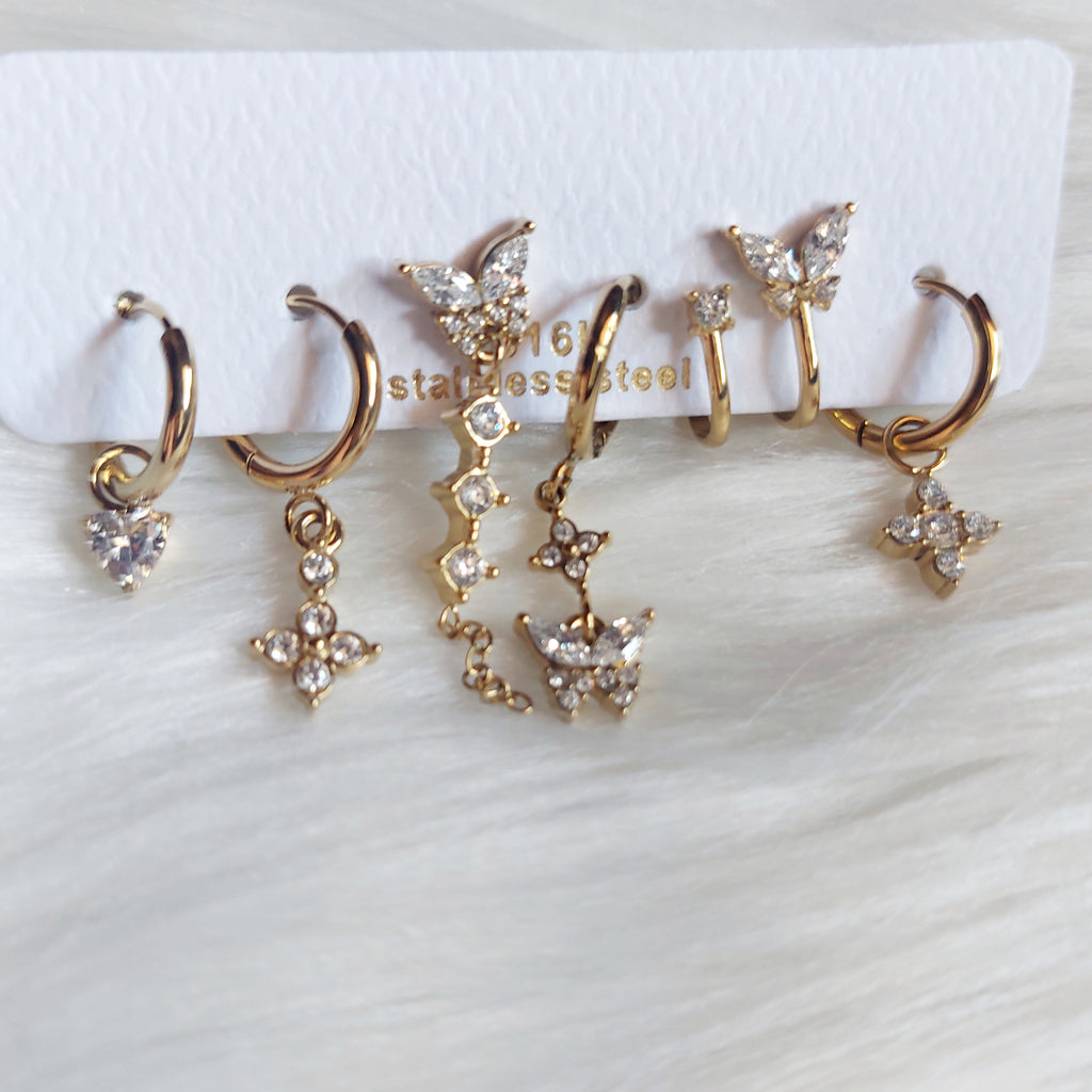 Set 6 Orecchini Hoops Gold - Acciaio Inossidabile