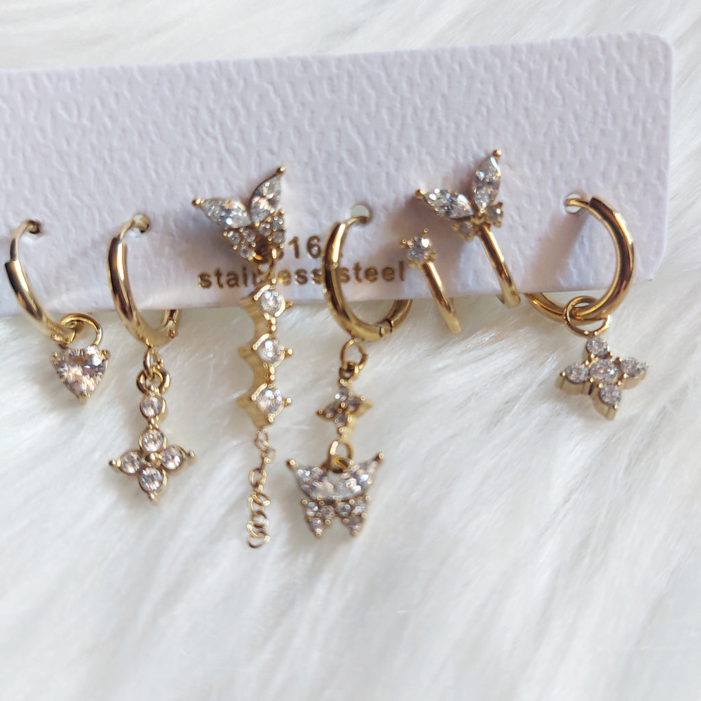 Set 6 Orecchini Hoops Gold - Acciaio Inossidabile