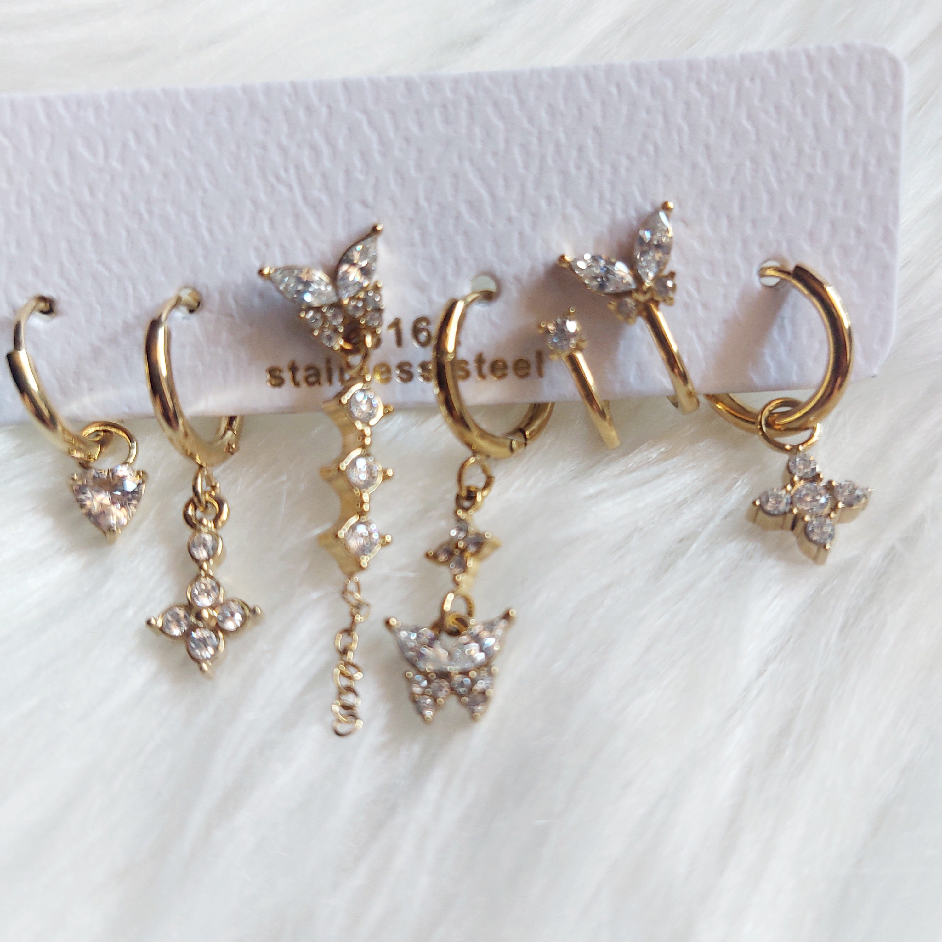 Set 6 Orecchini Hoops Gold - Acciaio Inossidabile