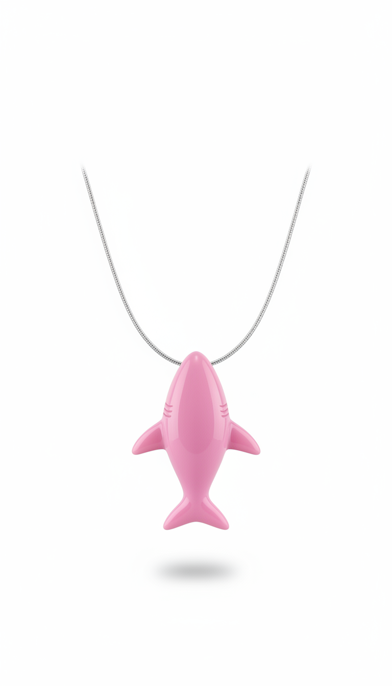 Collana con ciondolo squalo rosa smaltato