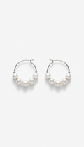 Orecchini cerchio argento con perle