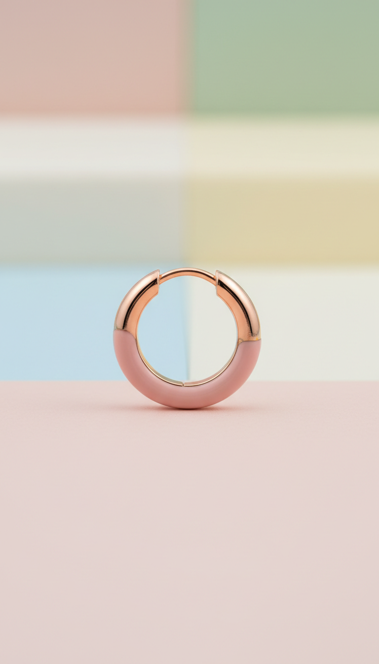 Orecchini a cerchio smalto rosa tenue