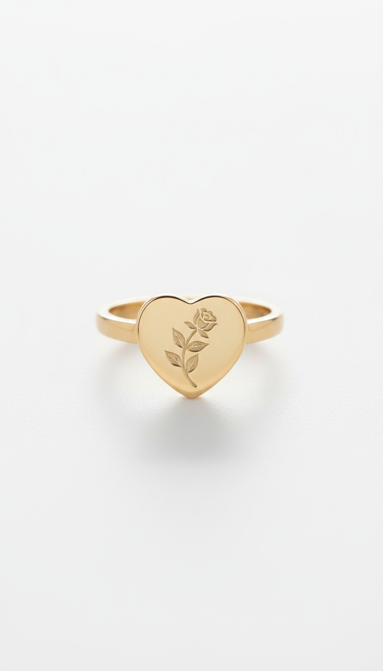Anello chevalier cuore dorato