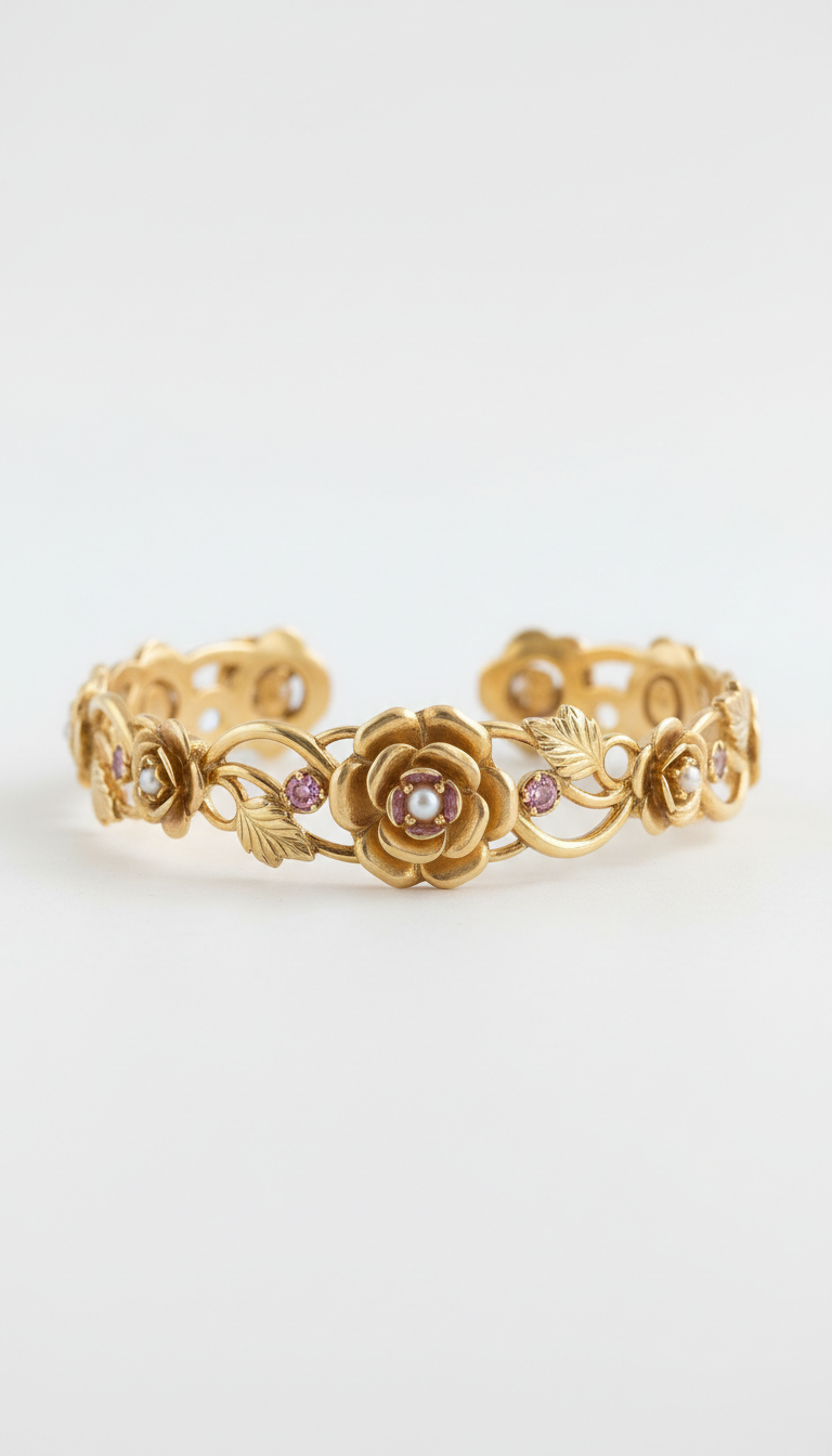 Bracciale oro motivo floreale